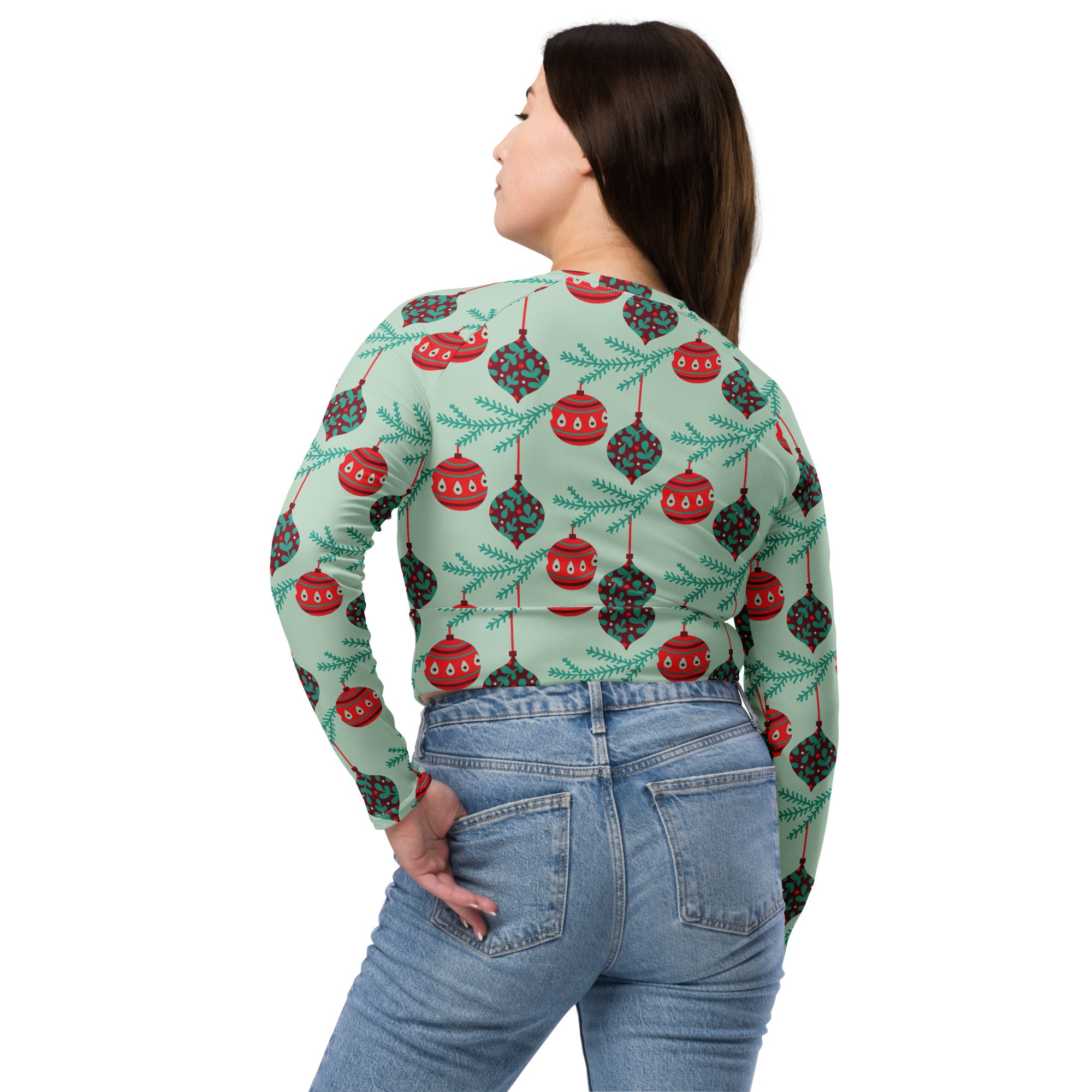 Christmas Bells Recycled long-sleeve crop top