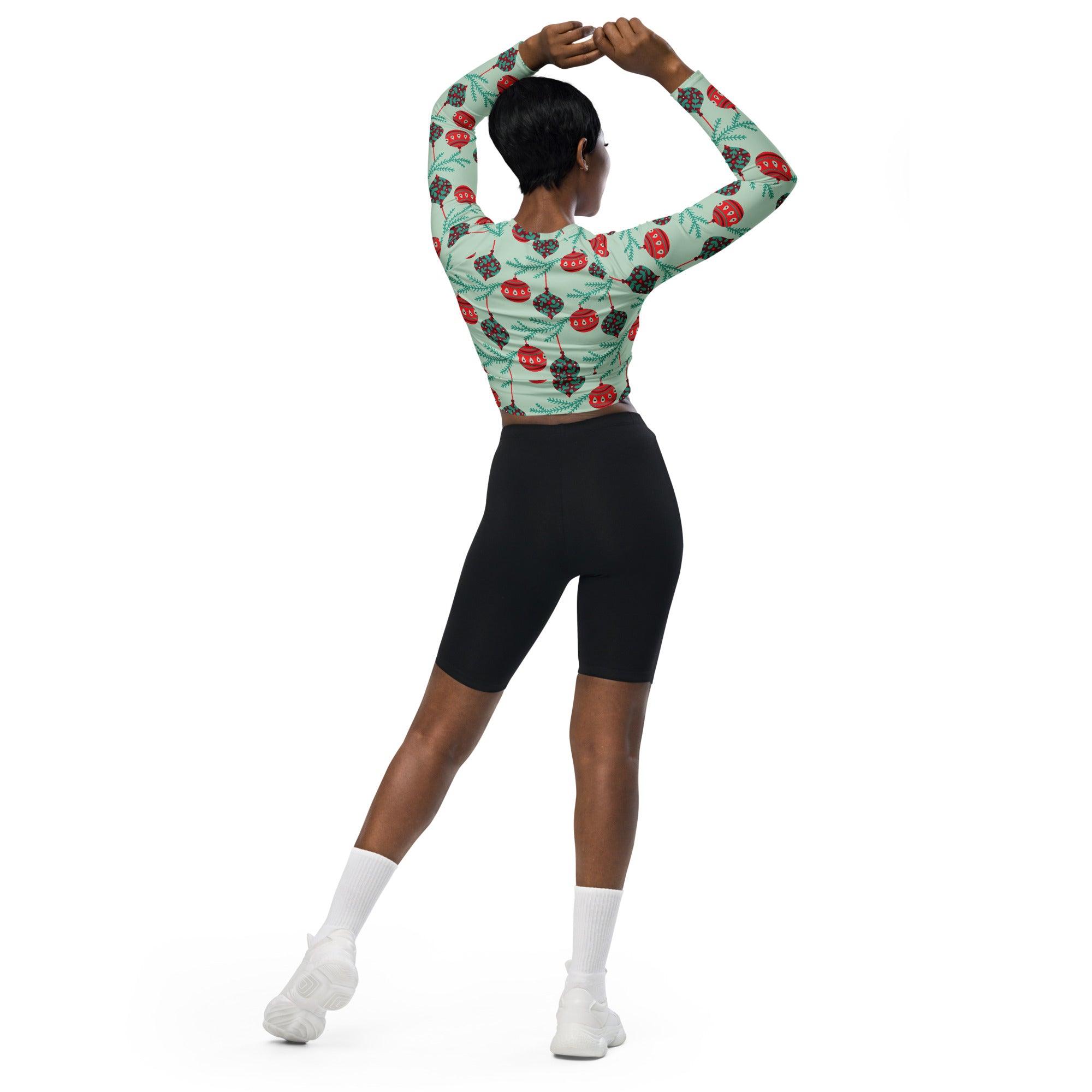 Christmas Bells Recycled long-sleeve crop top