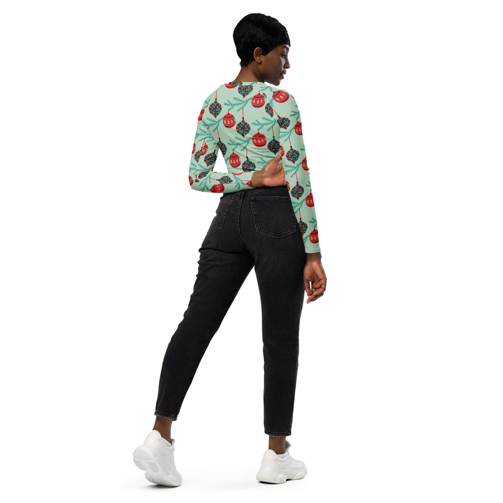 Christmas Bells Recycled long-sleeve crop top