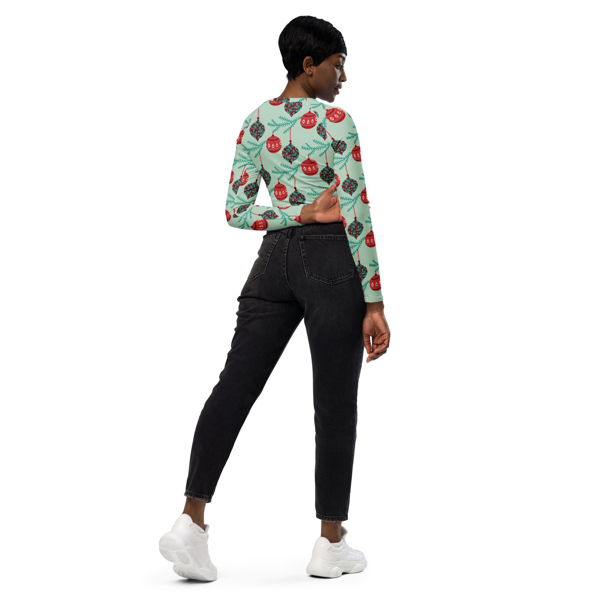 Christmas Bells Recycled long-sleeve crop top