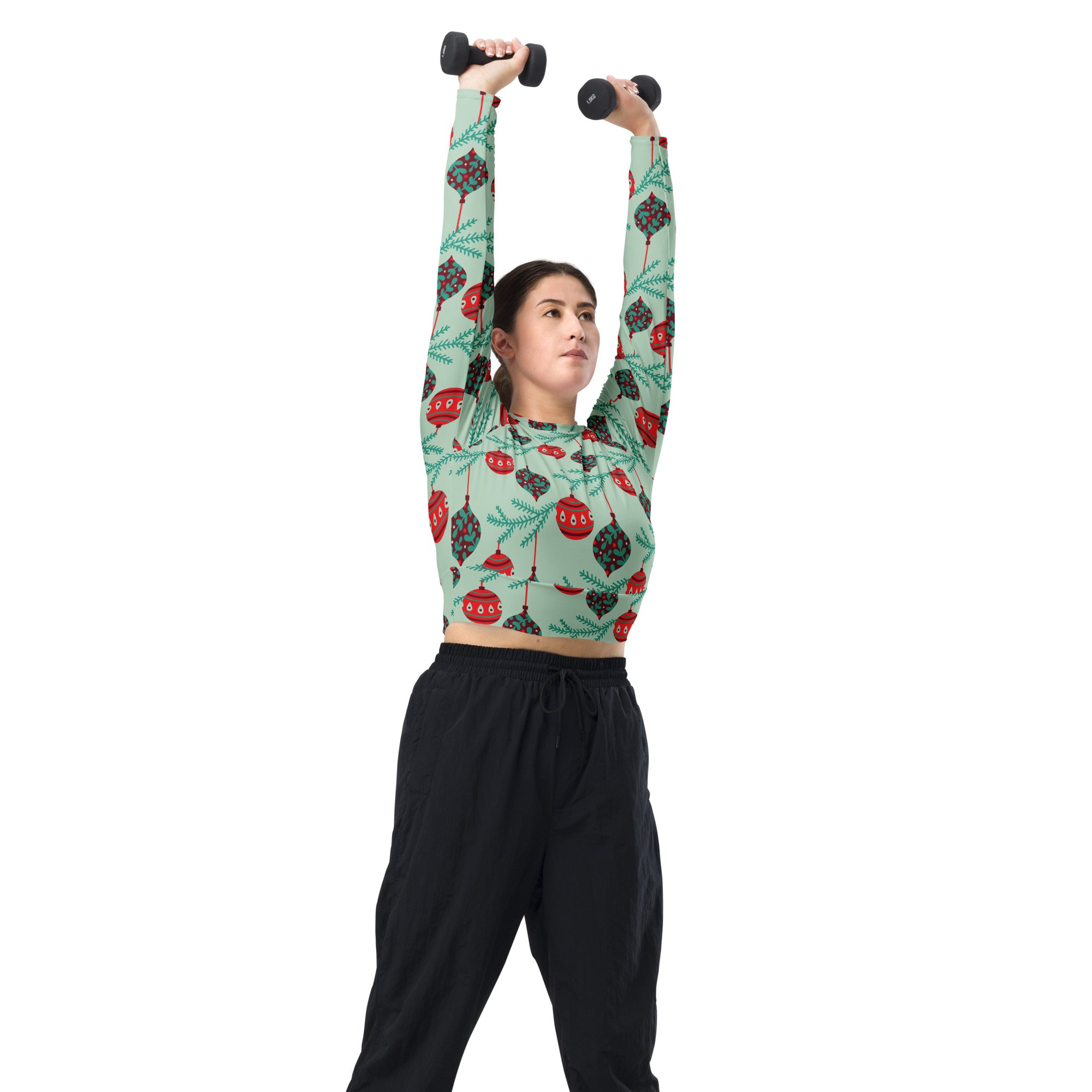 Christmas Bells Recycled long-sleeve crop top